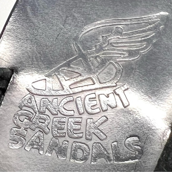 Ancient Greek Sandals Black Leather Sheer Polka Dot Toe Loop Slide Sandals 38 - Picture 13 of 14